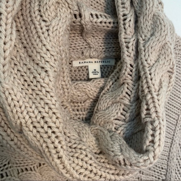 Banana Republic Horizontal Cable Knit Turtleneck Sweater Beige - Picture 9 of 10